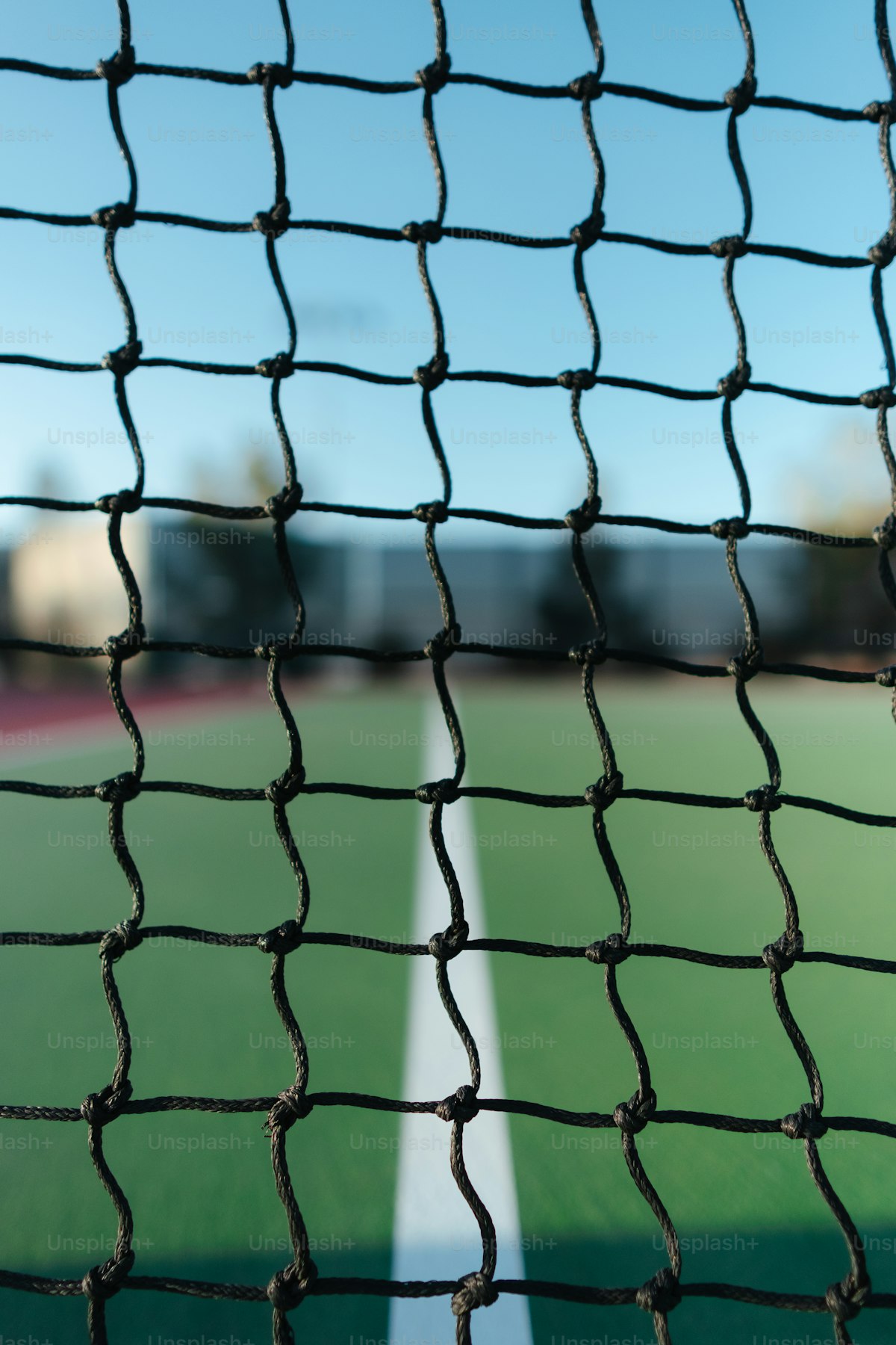 Close-up of a tennis court net